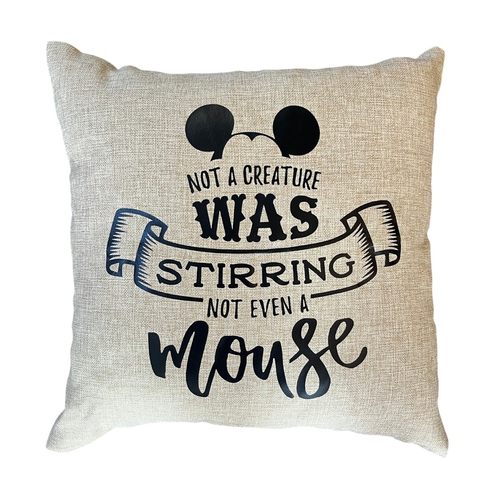Disney Mickey Mouse Christmas Throw Pillow Not Even A Mouse Beige Linen 18x18